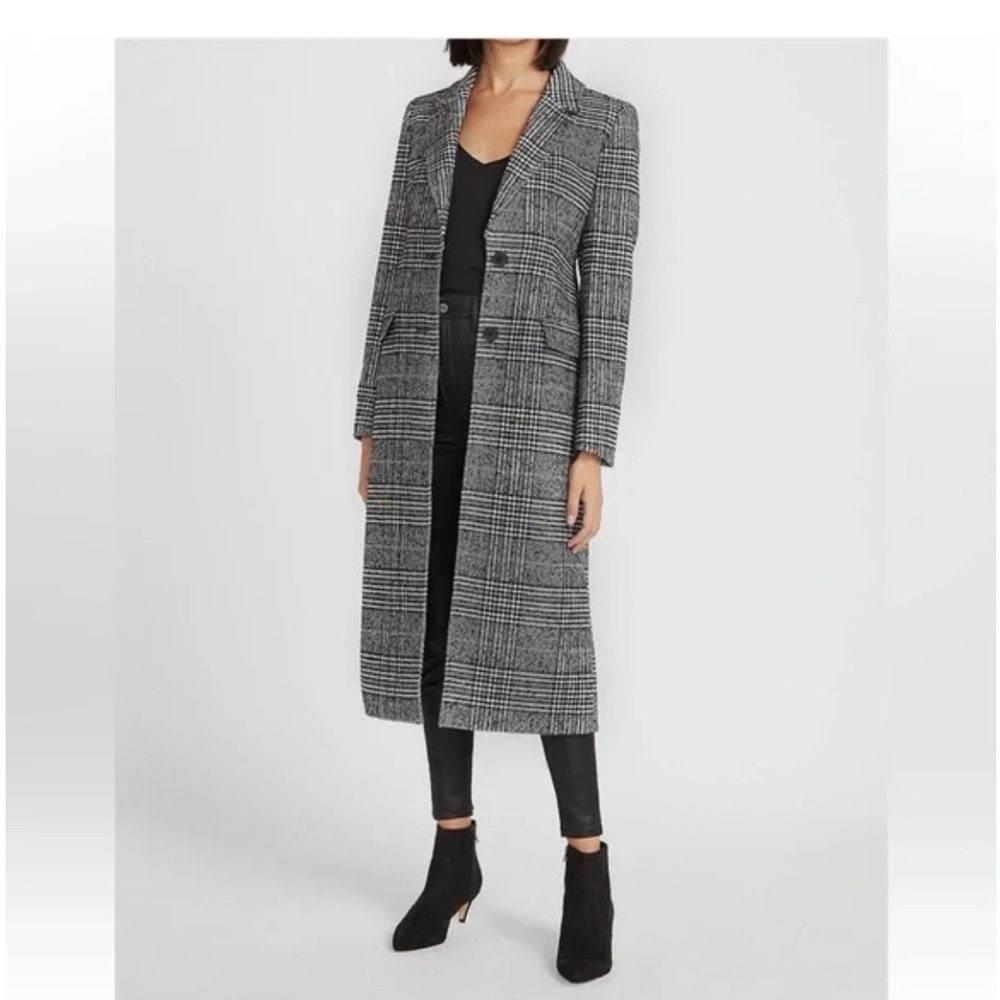 Long plaid winter coat Express